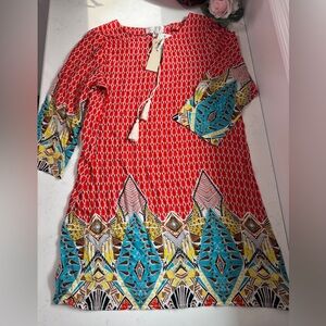 Entro Crimson Diamond Print dress